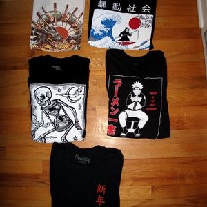 Lot 5 Skateboarding Tees: Naruto, Riot Society, Black Matter, Bowery Mix of S, M